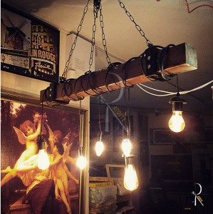 Endüstriyel Kablolu Kütük Avize - 6lı Sarkıt