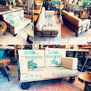 İkili Ahşap Tasarım Endüstriyel Koltuk - RTL157-121