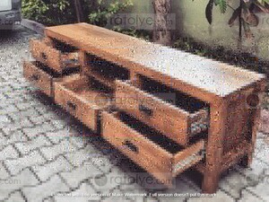 Masif Ahşap 5 Çekmeceli TV Sehpası - RTV001 - 140 cm - 3