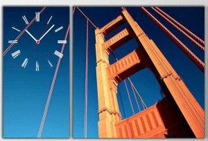 2 Parçalı Asimetrik Tablo Saat - Golden Gate - Thumbnail