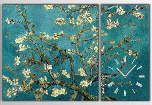 2 Parçalı Asimetrik Tablo Saat - Van Gogh - Thumbnail