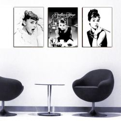 3 Parçalı Tablo - Audrey Hepburn